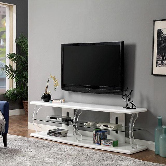 Mueble de TV Ernst White/Clear de 60"