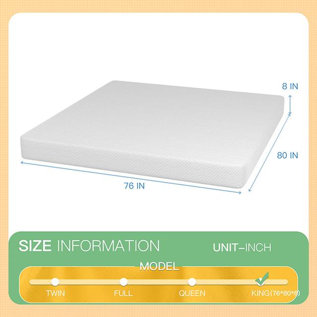 Memory Foam de Gel de Té Verde Forsythia 8" E.King