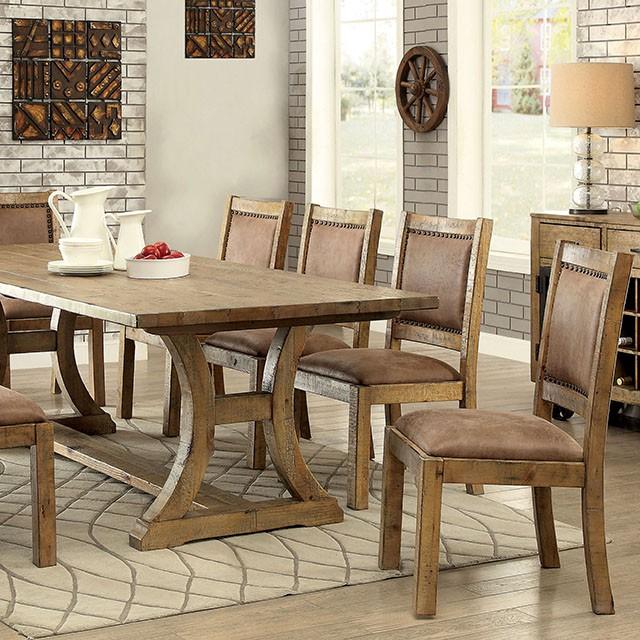 Mesa de comedor GIANNA de pino rústico de 96"