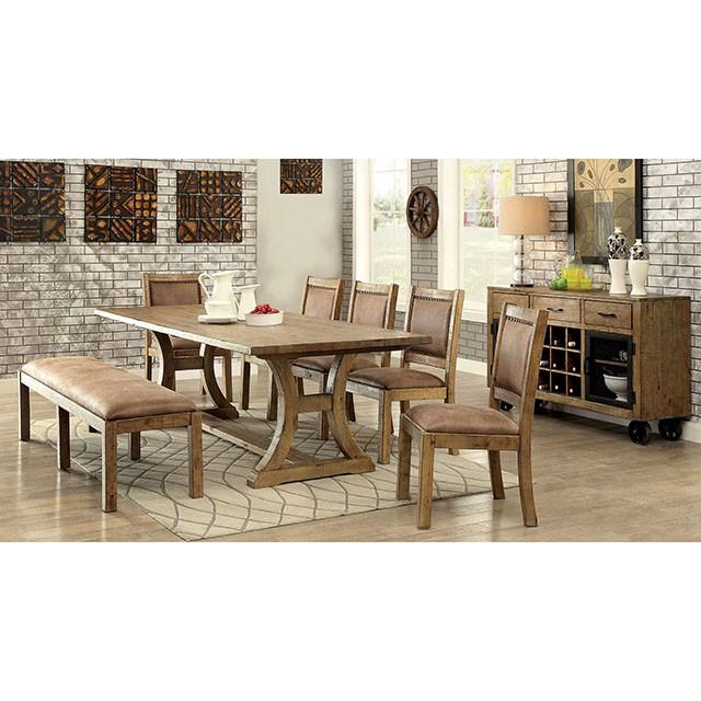 Mesa de comedor GIANNA de pino rústico de 96"