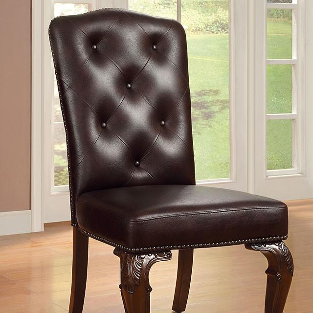 Silla auxiliar Bellagio de cerezo marrón/piel sintética estampada (2/caja)