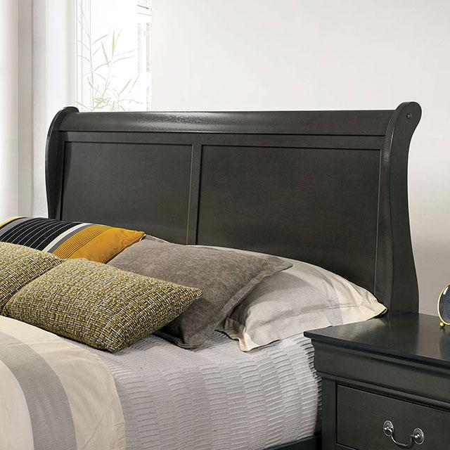 Cama King Louis Philippe E. Negra, Cereza y Gris