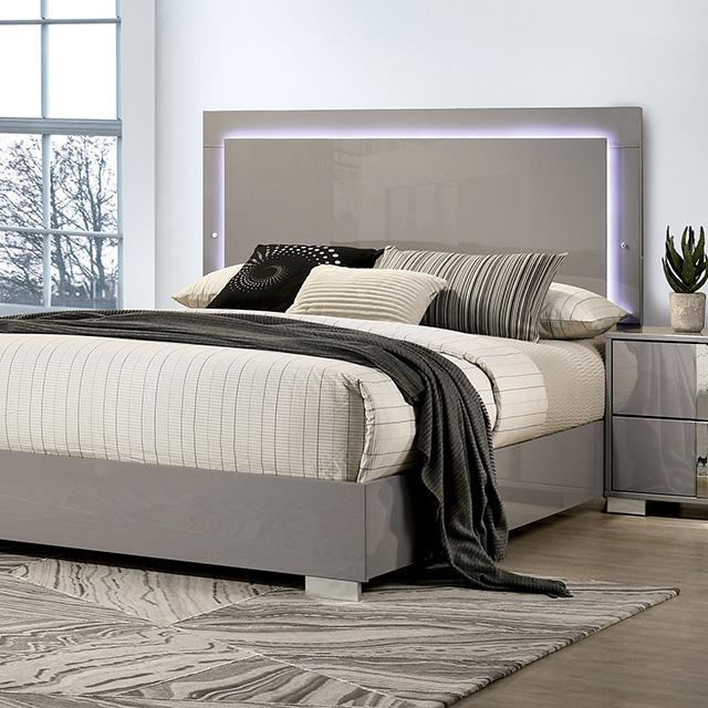 Cama extragrande Sinistra en blanco, negro y beige