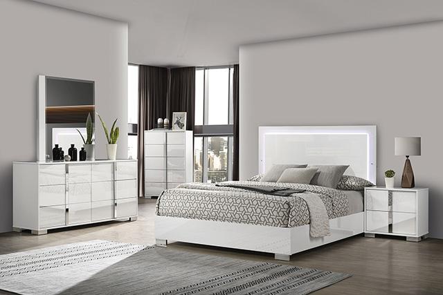 Cama extragrande Sinistra en blanco, negro y beige