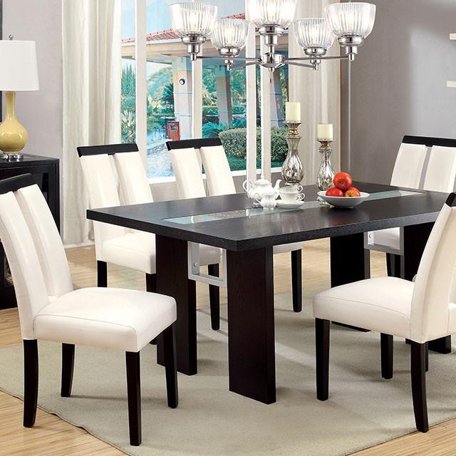Mesa de comedor Luminar con inserto de cristal negro