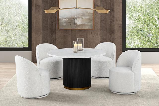 Juego de mesa de comedor Varde de 5 piezas, blanco