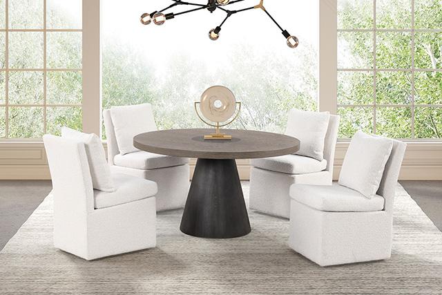 Juego de comedor de 5 piezas Broager (sillas giratorias gris claro)
