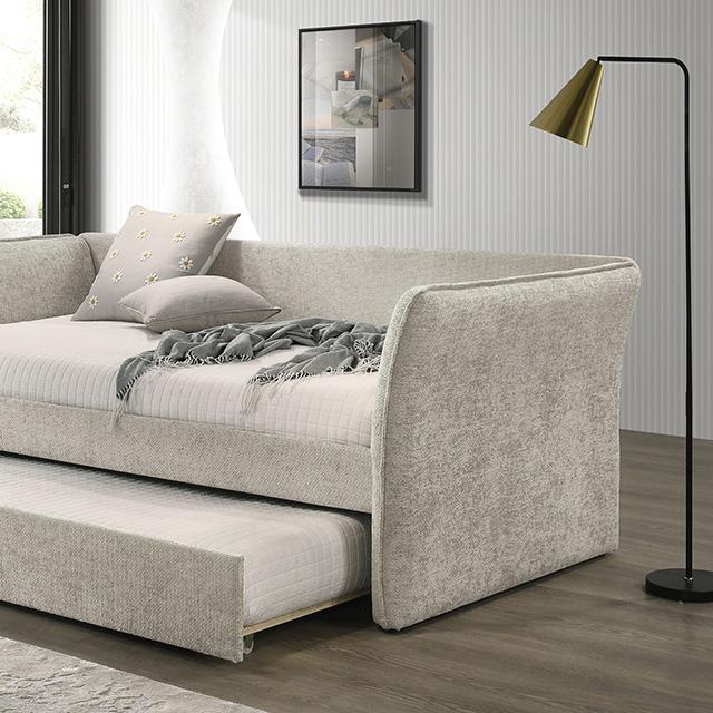 Cama de día doble Yuri con nido, beige