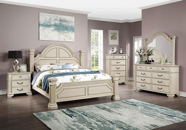 Juego de dormitorio queen de 4 y 5 piezas Pamphilos gris y blanco