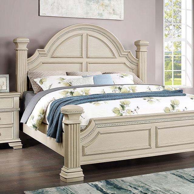 Juego de dormitorio queen de 4 y 5 piezas Pamphilos gris y blanco