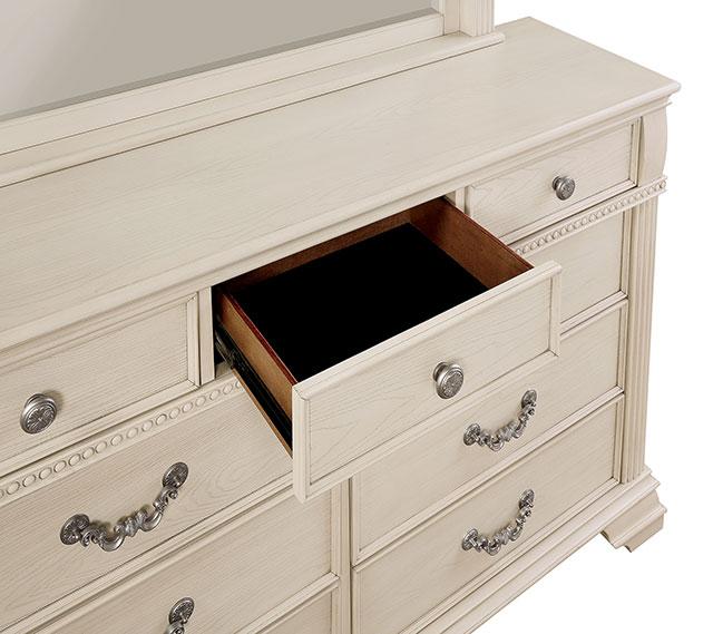 Juego de dormitorio queen de 4 y 5 piezas Pamphilos gris y blanco