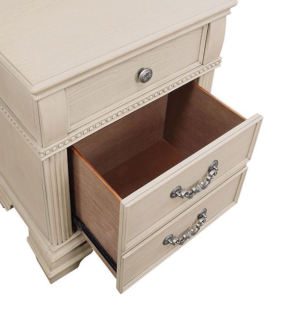 Juego de dormitorio queen de 4 y 5 piezas Pamphilos gris y blanco
