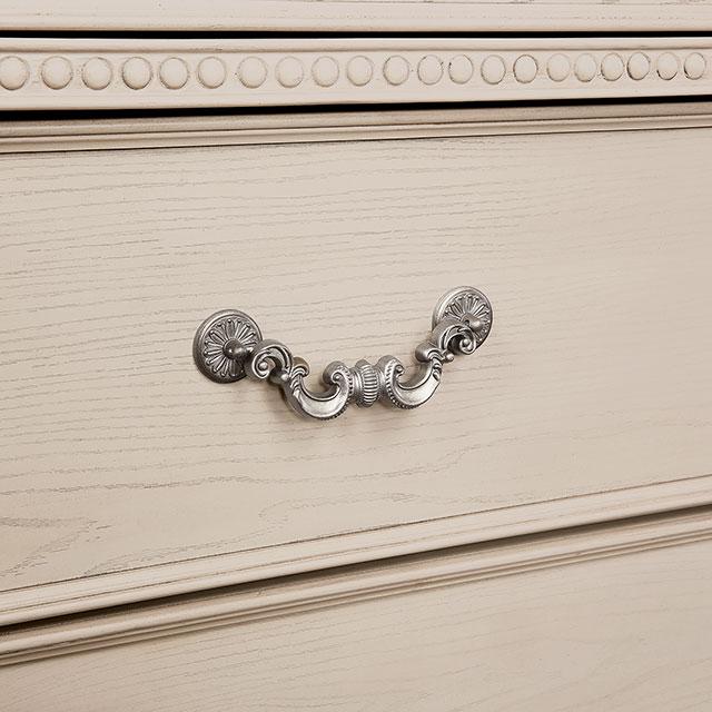 Juego de dormitorio queen de 4 y 5 piezas Pamphilos gris y blanco