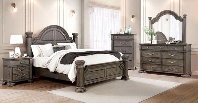 Juego de dormitorio queen de 4 y 5 piezas Pamphilos gris y blanco