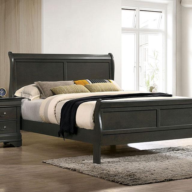 Cama King Louis Philippe E. Negra, Cereza y Gris