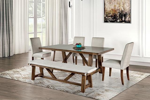 Juego de mesa de comedor Losone con banco rústico