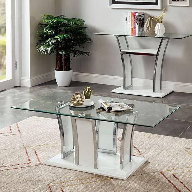 Mesa de centro Staten Glossy Blanca/Cromo