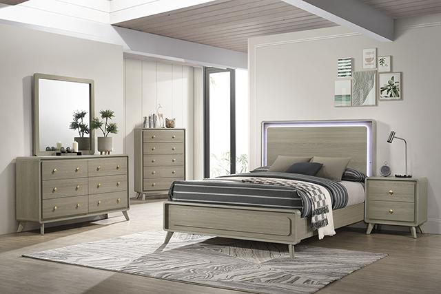 Juego de dormitorio tamaño queen Rainier, gris