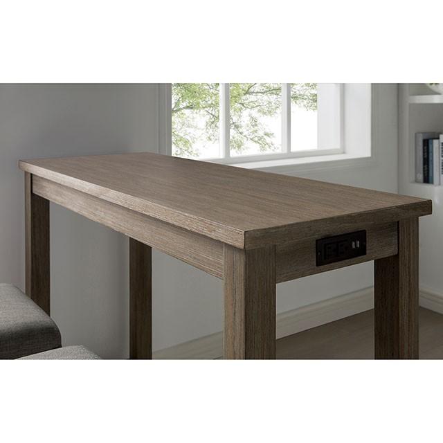 Juego de mesa de altura de mostrador de 3 piezas CAERLEON, gris cepillado con alambre