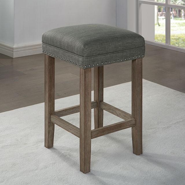 Juego de mesa de altura de mostrador de 3 piezas CAERLEON, gris cepillado con alambre