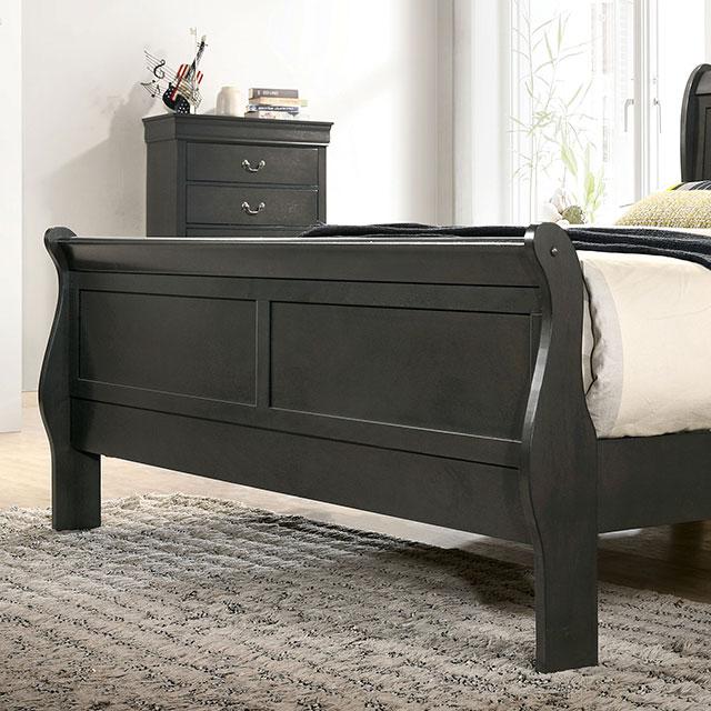 Cama King Louis Philippe E. Negra, Cereza y Gris