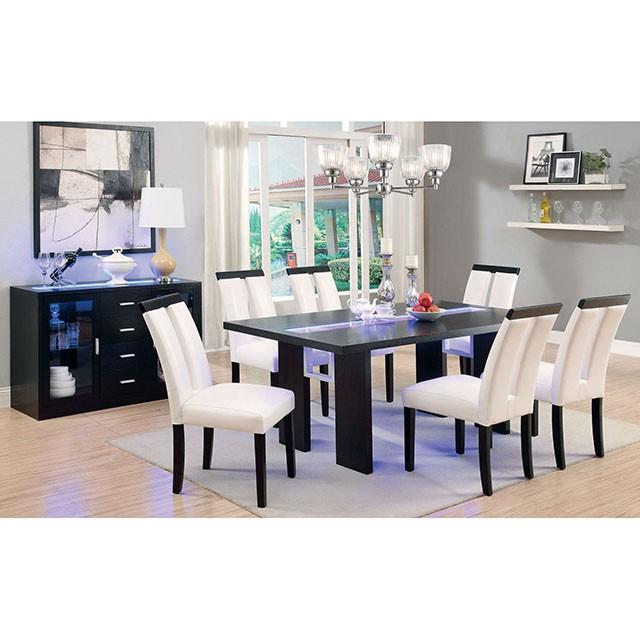 Mesa de comedor Luminar con inserto de cristal negro