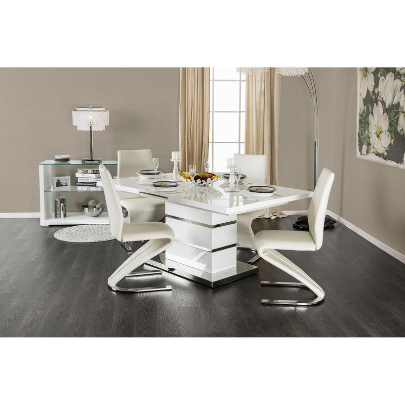 Mesa de comedor Midvale blanca/cromada