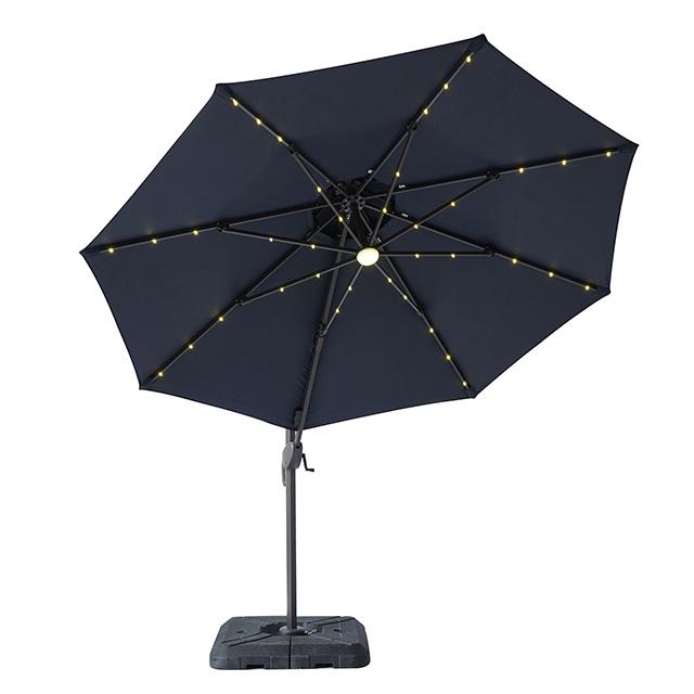 Sombrilla redonda Nuti de 10 pies con luz LED y base grande de 37"