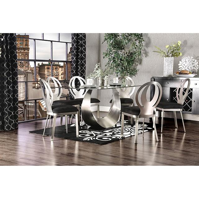 Mesa de comedor ORLA plateada/negra