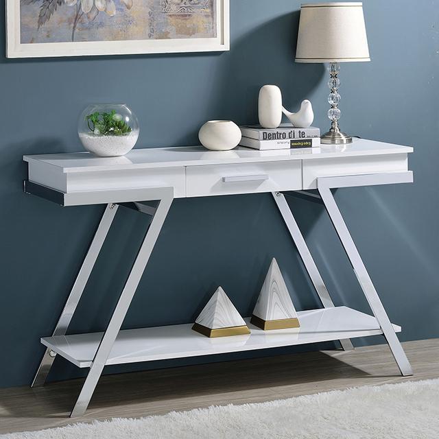 Mesa de sofá TITUS, blanco/cromado