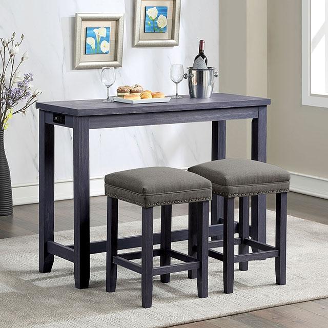 CAERLEON Juego de mesa alta de 3 piezas, azul
