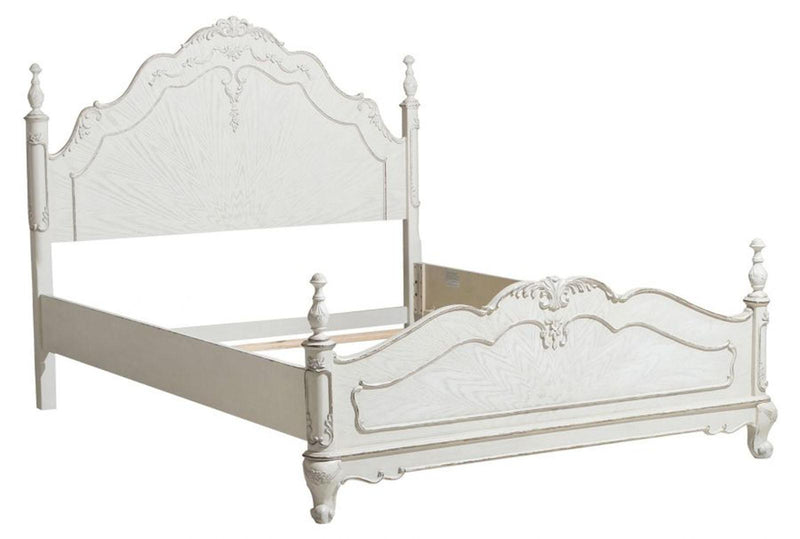 Cama Queen con dosel Cinderella en blanco antiguo 1386NW-1