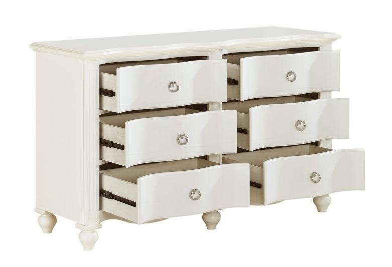 Cómoda Meghan de 6 cajones en blanco 2058WH-5