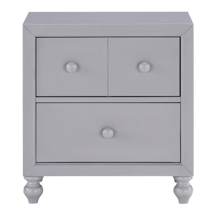 Mesa de Noche Wellsummer con 2 Cajones en Gris 1803GY-4
