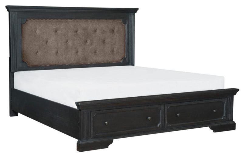 Cama de plataforma tapizada tamaño Queen Bolingbrook con almacenamiento en color café 1647-1