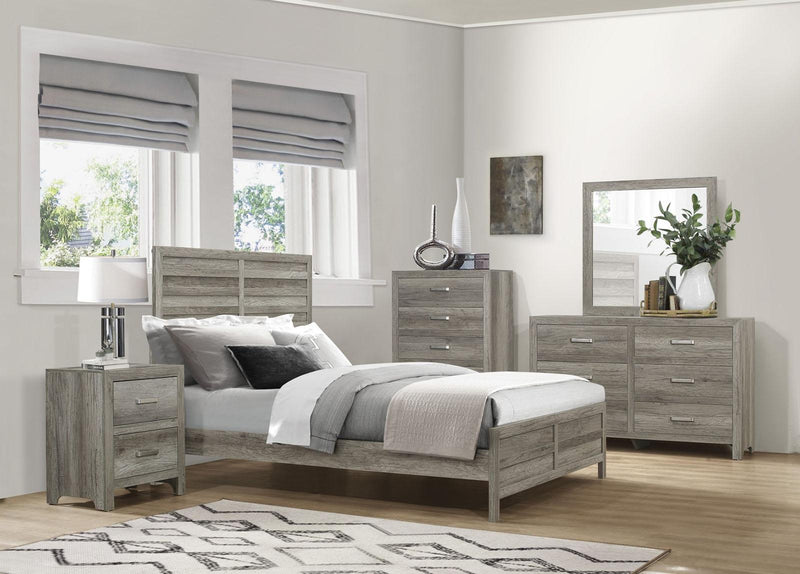 Cama Mandan Full Panel en Gris Desgastado 1910GYF-1