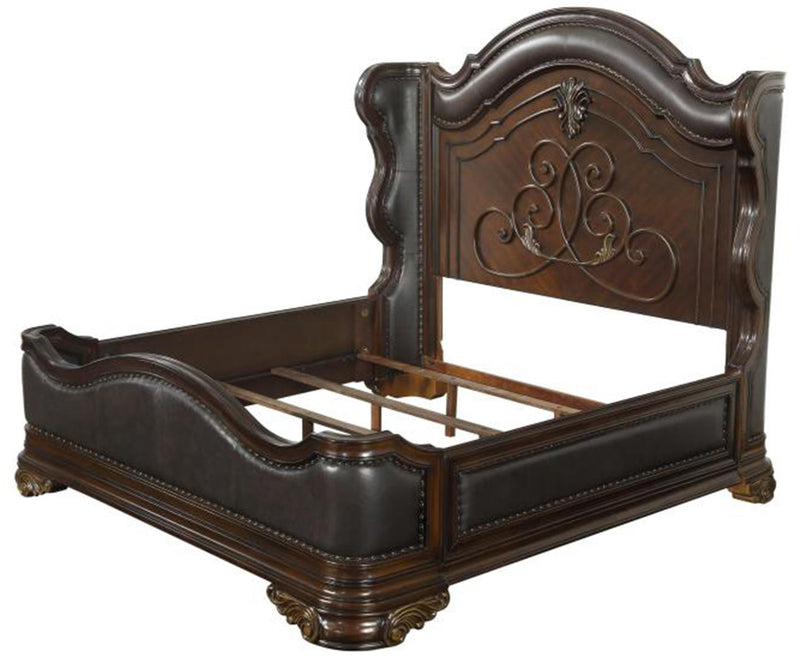 Cama de panel tapizada King Royal Highlands en cerezo intenso 1603K-1EK