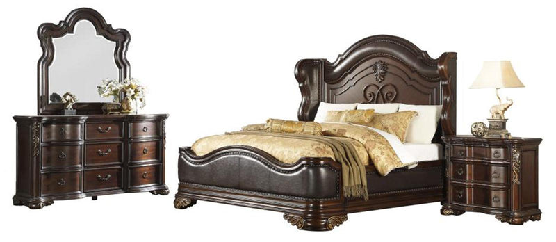 Cama de panel tapizada King Royal Highlands en cerezo intenso 1603K-1EK