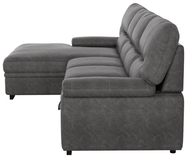 Seccional Míchigan con sofá cama y chaise izquierdo en gris oscuro 9407DG2LC3R