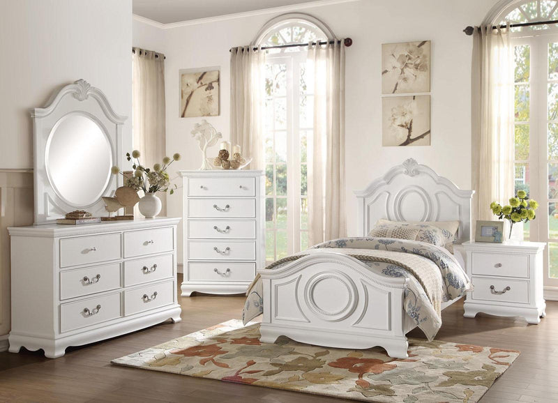 Cama Lucida de Panel Completo en Blanco 2039FW-1