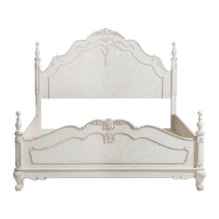 Cama Queen con dosel Cinderella en blanco antiguo 1386NW-1