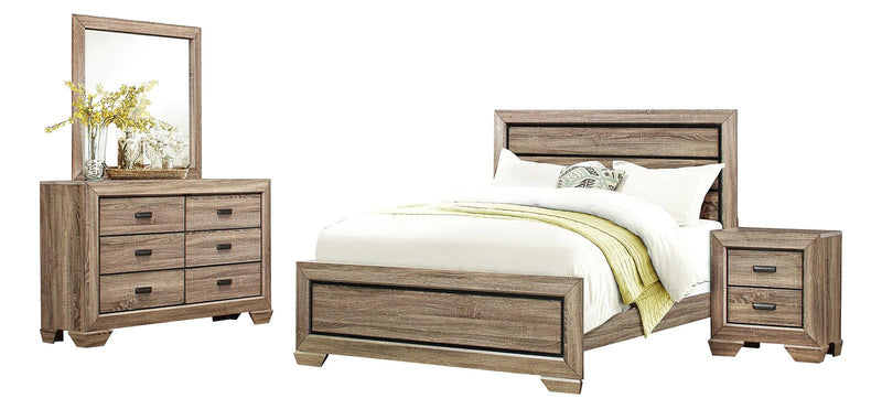 Cama de panel queen Beechnut en color natural 1904-1