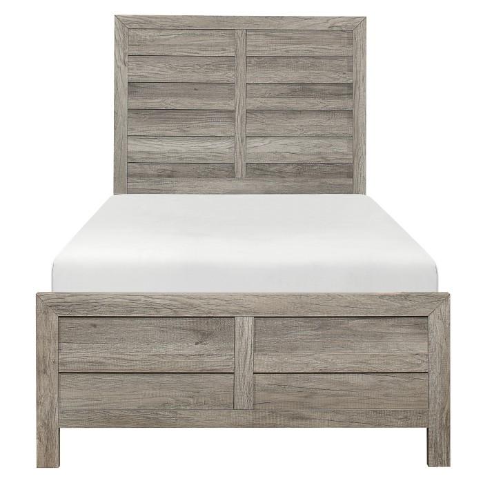 Cama Mandan de panel doble en gris envejecido 1910GYT-1