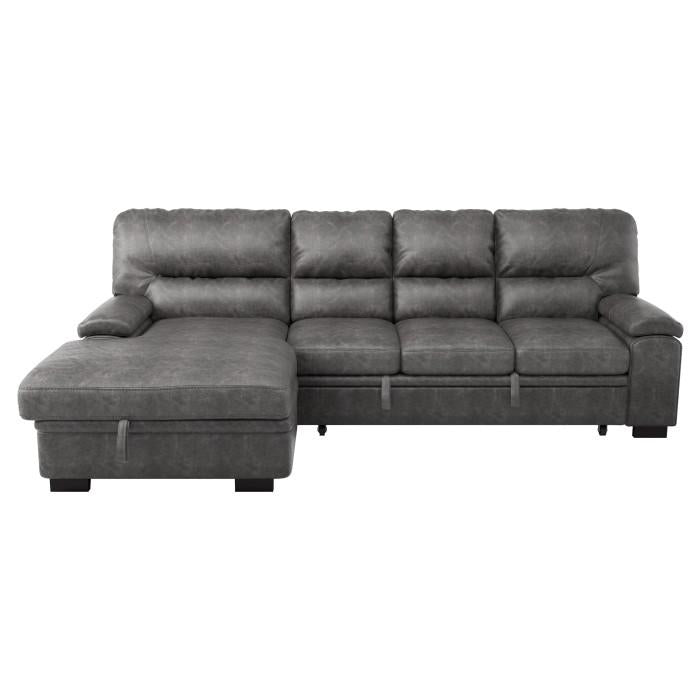 Seccional Míchigan con sofá cama y chaise izquierdo en gris oscuro 9407DG2LC3R