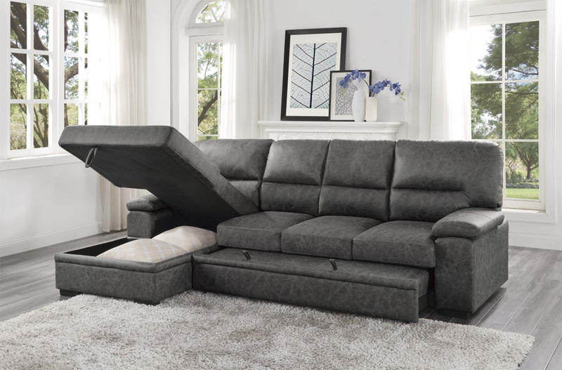 Seccional Míchigan con sofá cama y chaise izquierdo en gris oscuro 9407DG2LC3R