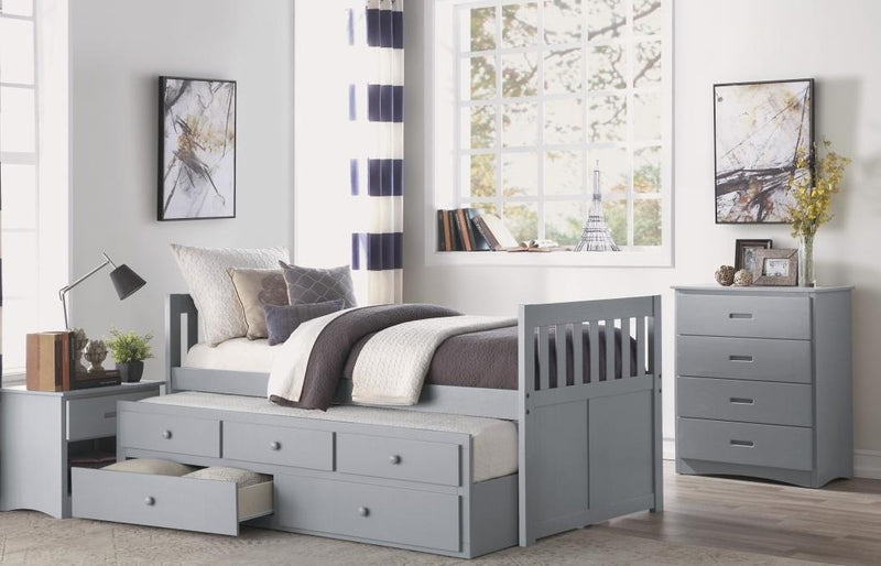 Cama nido doble/doble Orión con 2 cajones en gris B2063PR-1