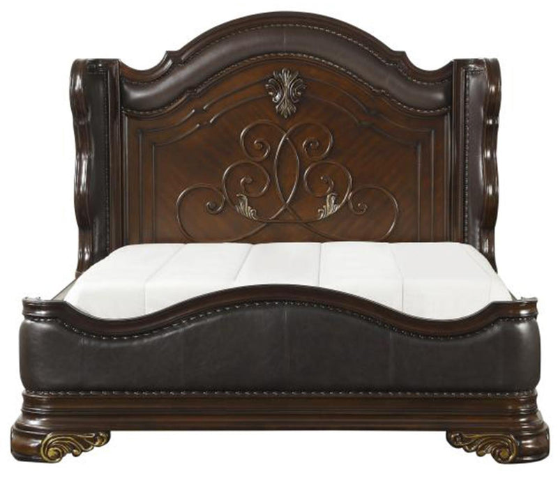 Cama de paneles tapizada Royal Highlands Queen en cerezo intenso 1603-1