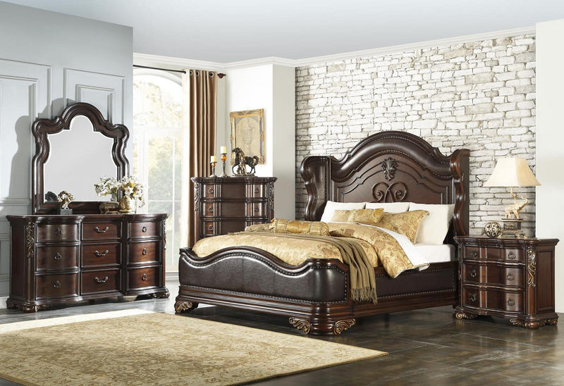 Cama de paneles tapizada Royal Highlands Queen en cerezo intenso 1603-1