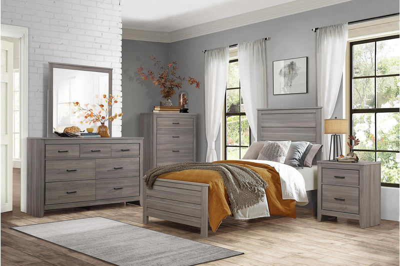 Cama Waldorf Queen con paneles en gris oscuro 1902-1