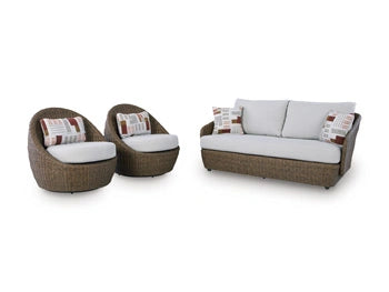 Sofá de dos plazas para exteriores Double Point/2 sillas giratorias (Juego de 3)